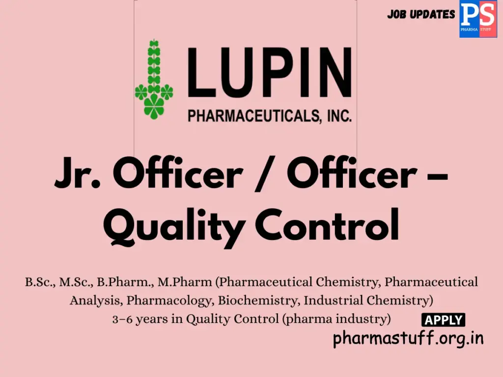 Lupin walk-in QC Officer