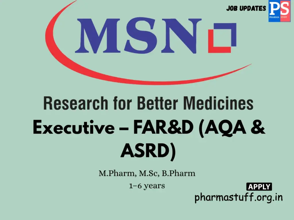 MSN Laboratories Walk-In Formulation Analytical R&D (FAR&D)