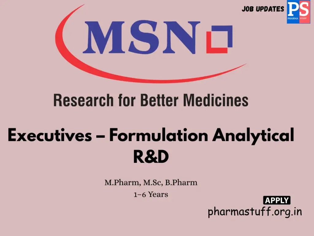 MSN Laboratories walk-in Formulation Analytical R&D