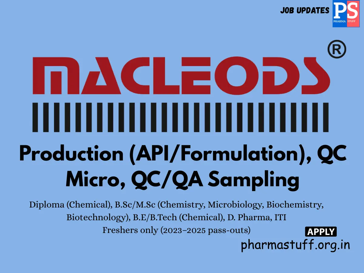 Macleods Walk in Production Quality Control Quality AssuranceMicrobiology