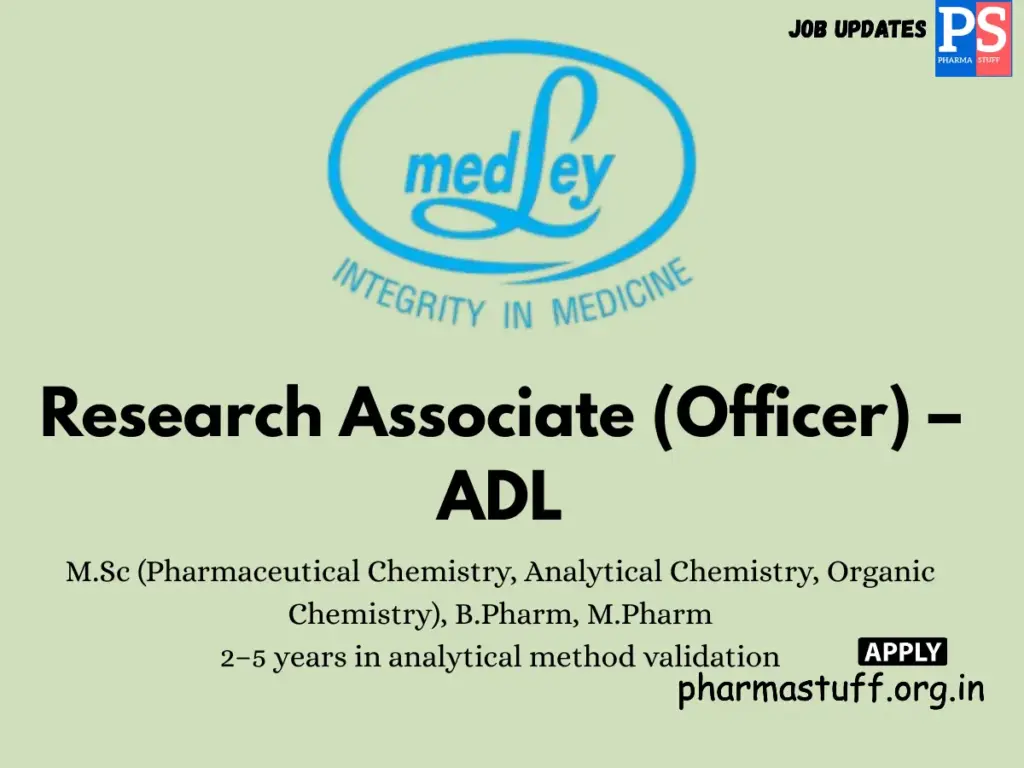 Medley Pharma Walk-in Research Associate