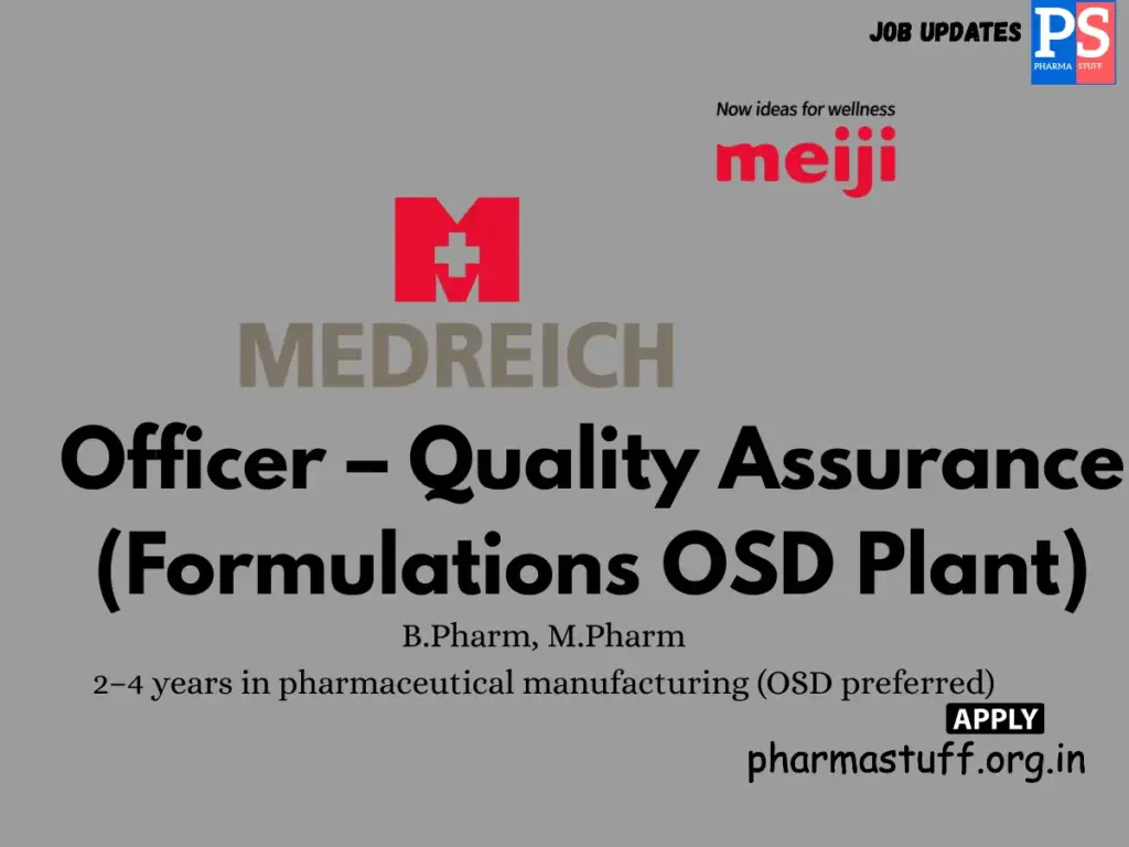 Medreich Hiring Officer – Quality Assurance