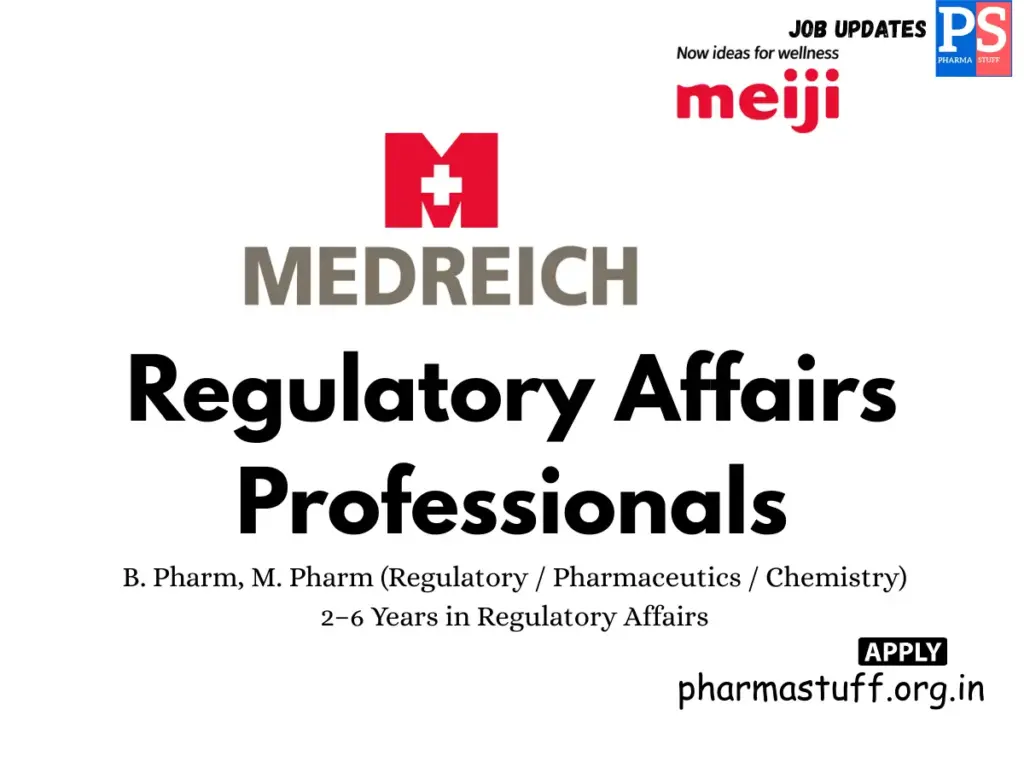 Medreich Pharma Hiring Regulatory Affairs