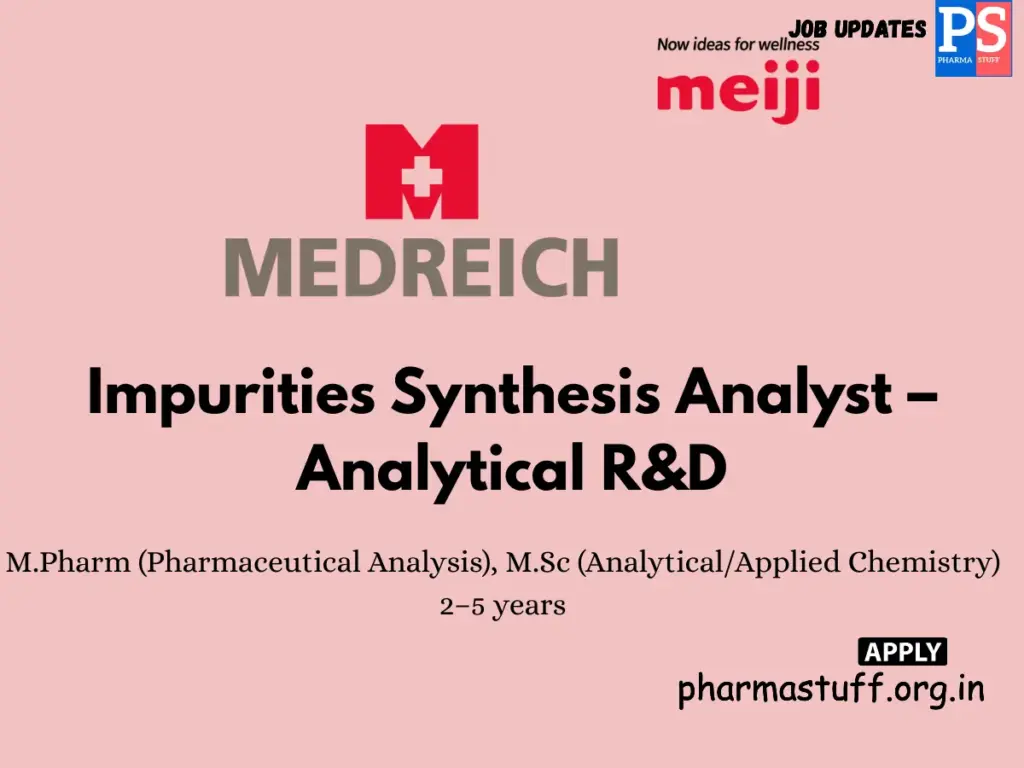 Medreich R&D Hiring Impurities Synthesis Analyst