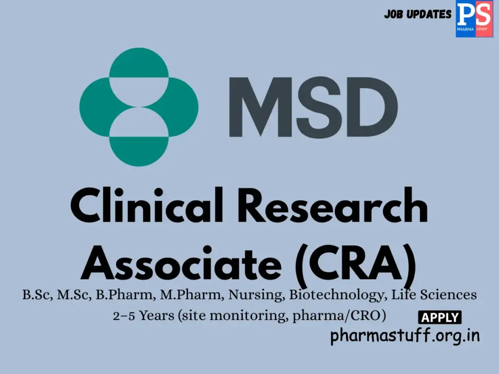 Merck Hiring Clinical Research Associate (CRA)