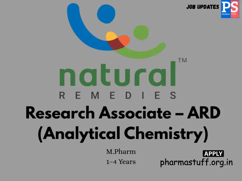 Natural Remedy Hiring Research Associate,ARD Analytical Chemistry,