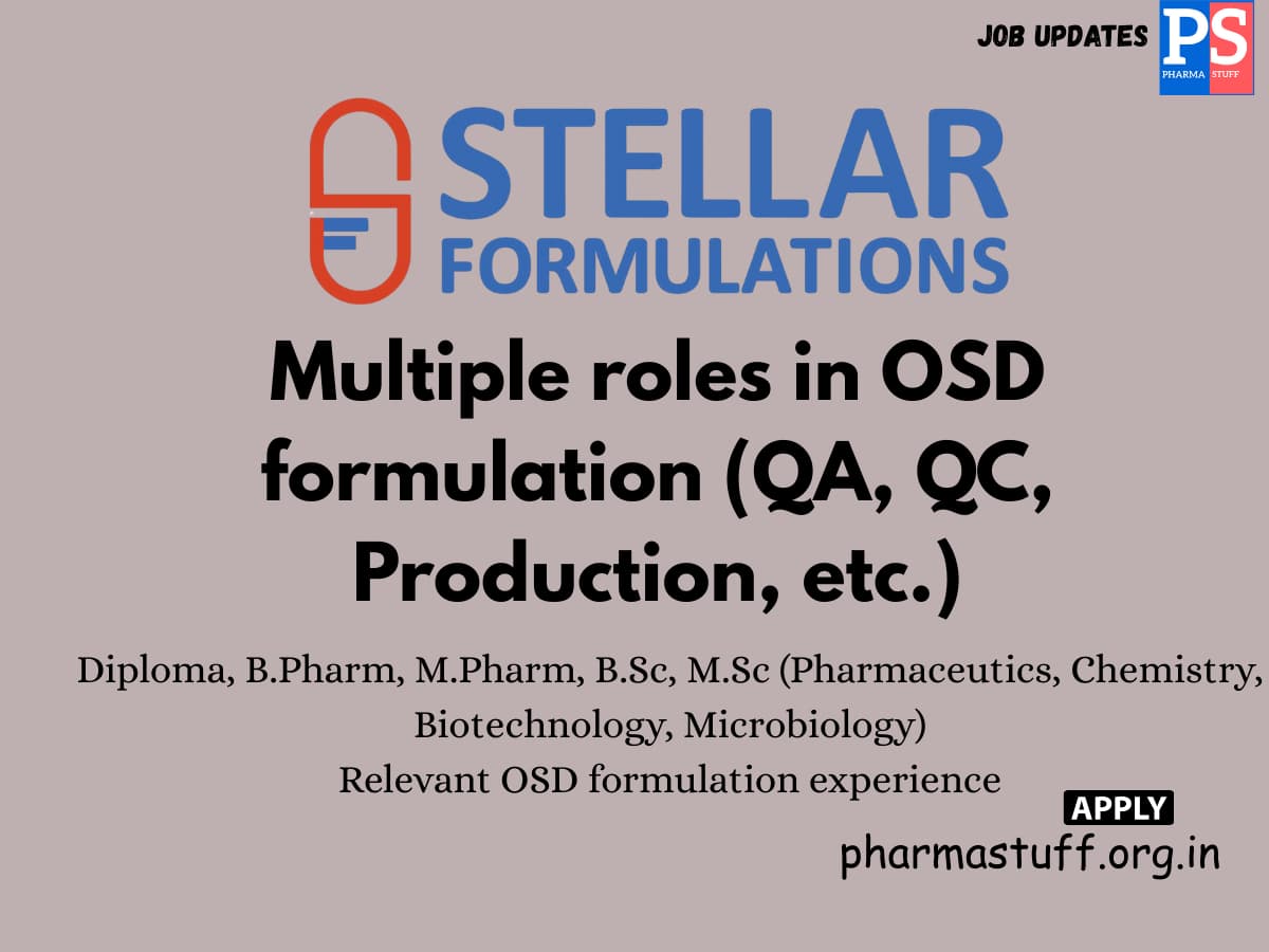 Stellar Formulations Walk in Multiple roles in OSD formulation 1