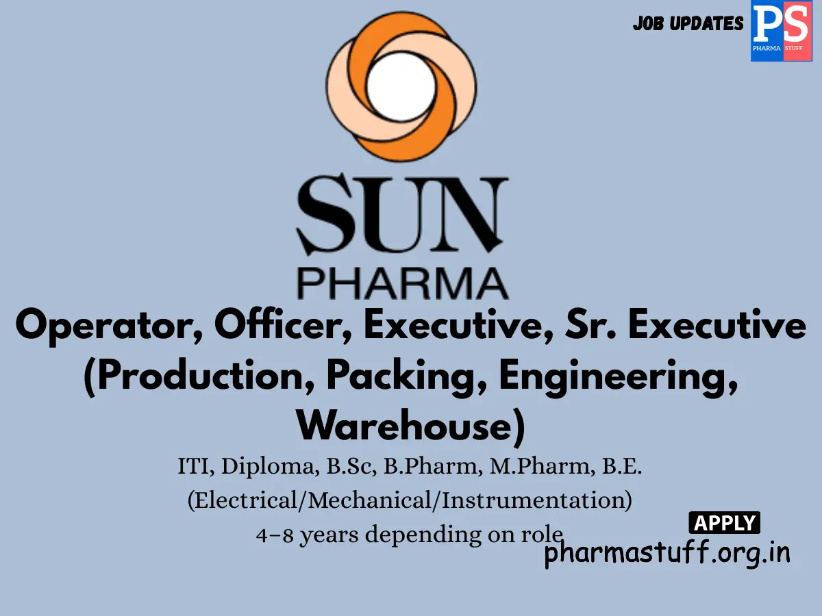 Sun Pharma Walk in QA Production Engineering