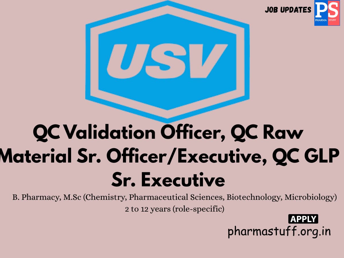 USV Pharma Hiring Quality Control Officer