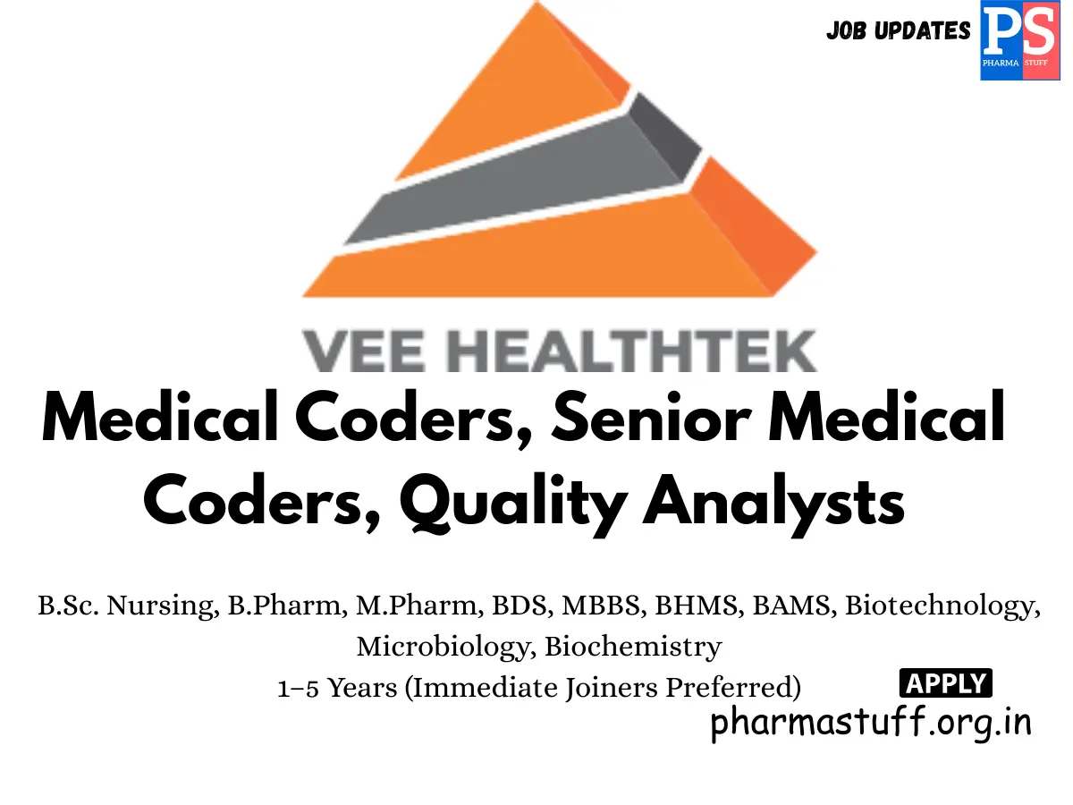 VEE HEALTHTEK Hiring Medical Coders Senior Medical Coders Quality Analysts