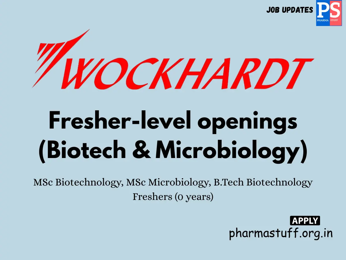 Wockhardt Hiring Fresher level openings