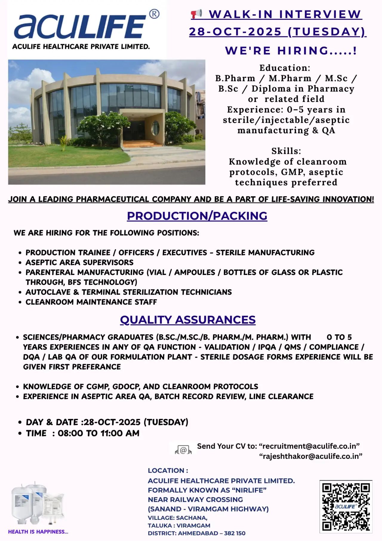 AcuLIFE Healthcare Walk-in Production & QA 3 AcuLIFE Healthcare Walk-in Production & QA