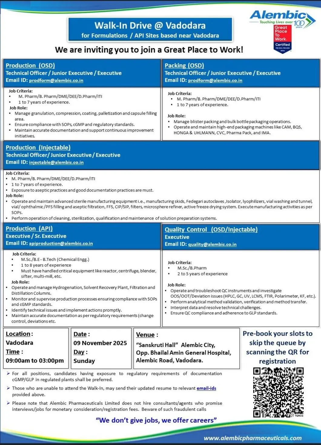 Alembic Pharma Walk-In Production, QC & Packing 3 Alembic Pharma Walk-In Production, QC & Packing