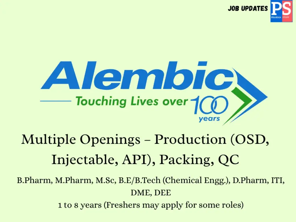 Alembic Pharma Walk-In Production, QC & Packing 1 Alembic Pharma Walk-In Production, QC & Packing