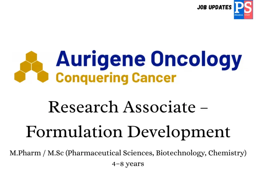 Aurigene Hiring Research Associate - Formulation Development 1 Aurigene Hiring Research Associate - Formulation Development