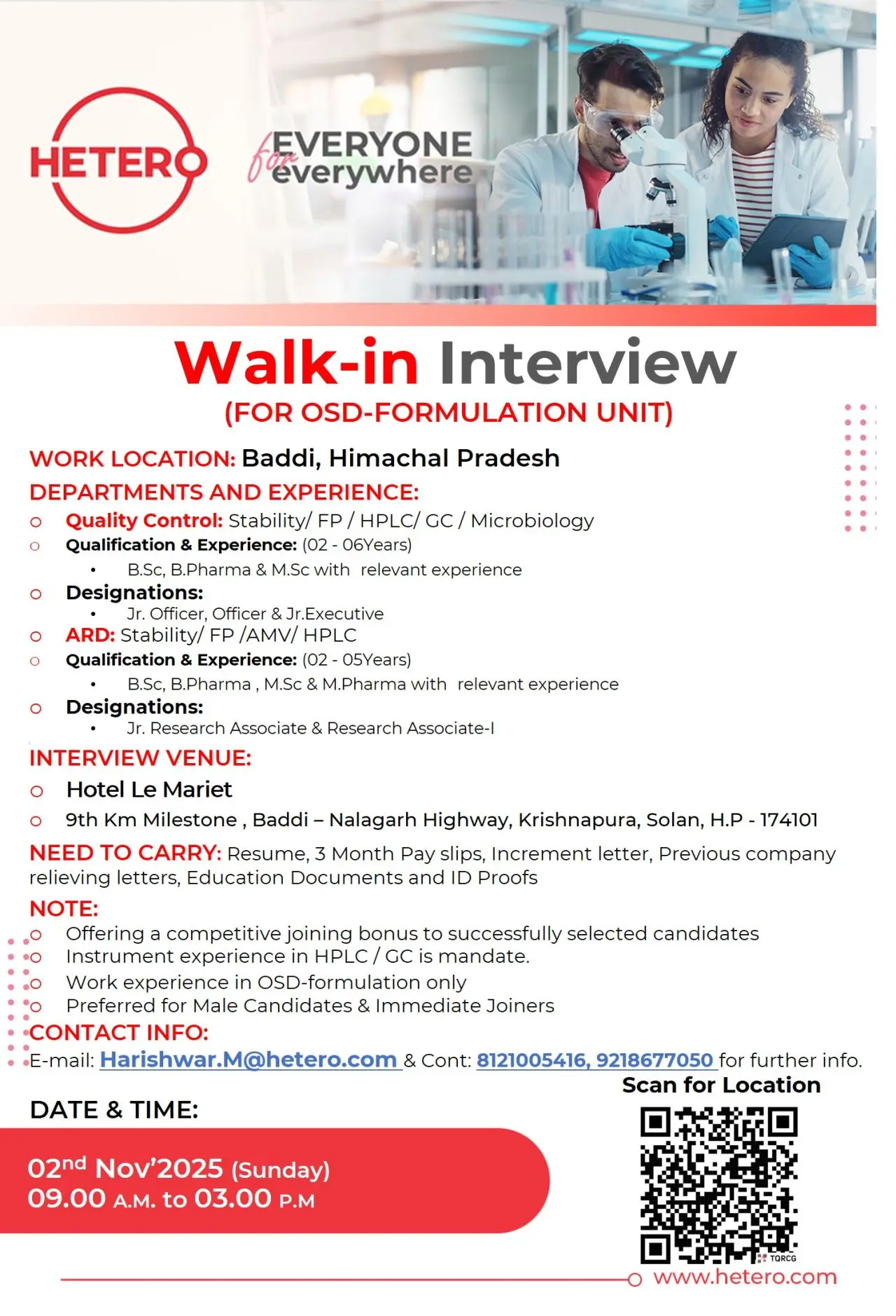 Hetero Walk-in QC & ARD 3 Hetero Walk-in QC & ARD