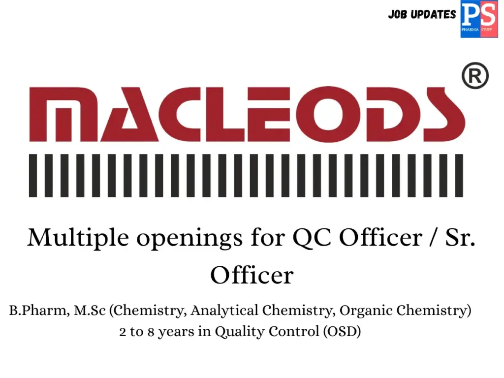 Macleods Walk-in QC Officer & Sr. Officer 1 Macleods Walk-in QC Officer & Sr. Officer