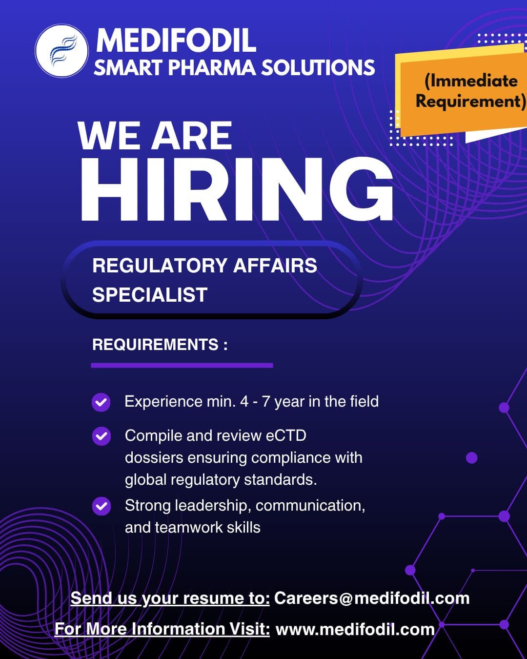 Medifodil Hiring Regulatory Affairs Specialists 3 Medifodil Hiring Regulatory Affairs Specialists
