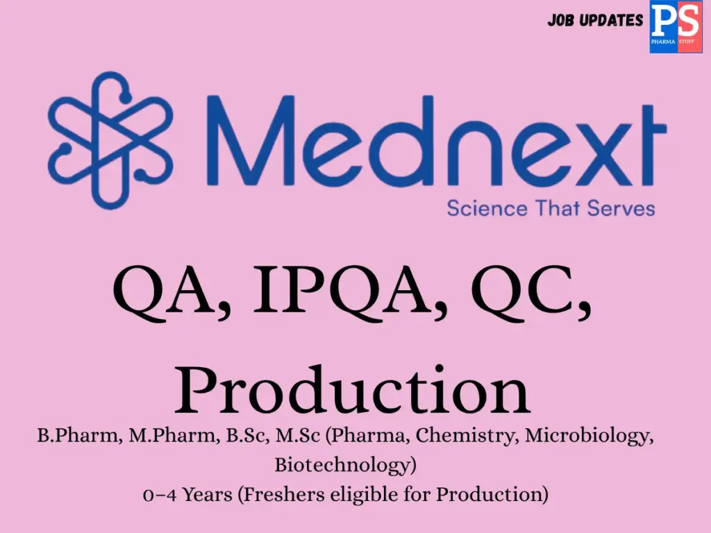 Mednext Biotech Hiring QA, QC, Production