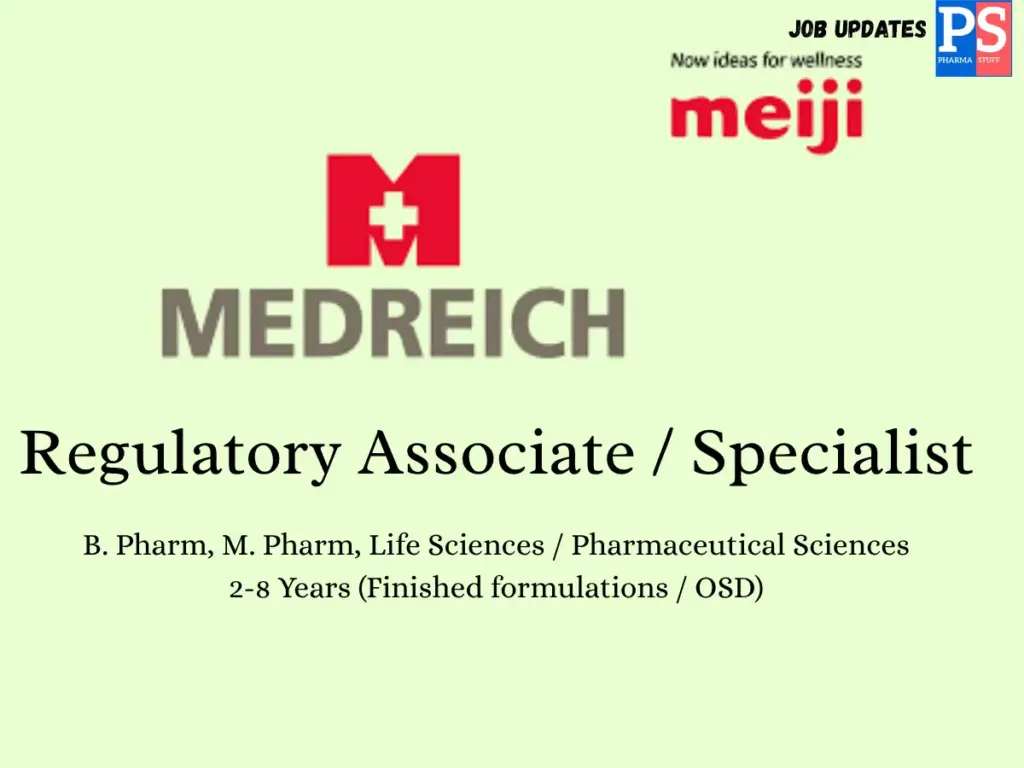 Medreich Hiring Regulatory Associates & Specialists