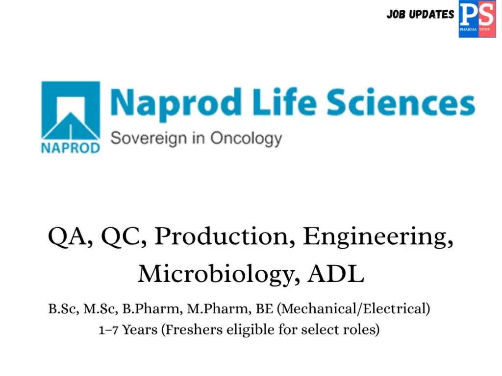 Naprod Walk-in QA,QC,Production,Engineering 1 Naprod Walk-in QA,QC,Production,Engineering
