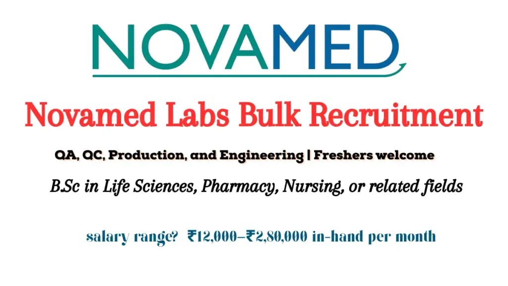 Novamed Laboratories Bulk Recruitment | QA, QC, Production, and Engineering | Freshers welcome
