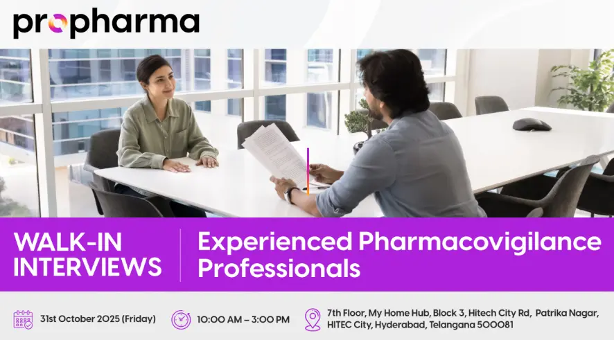 Propharma mega pharmacovigilance walkindrive hyderabad