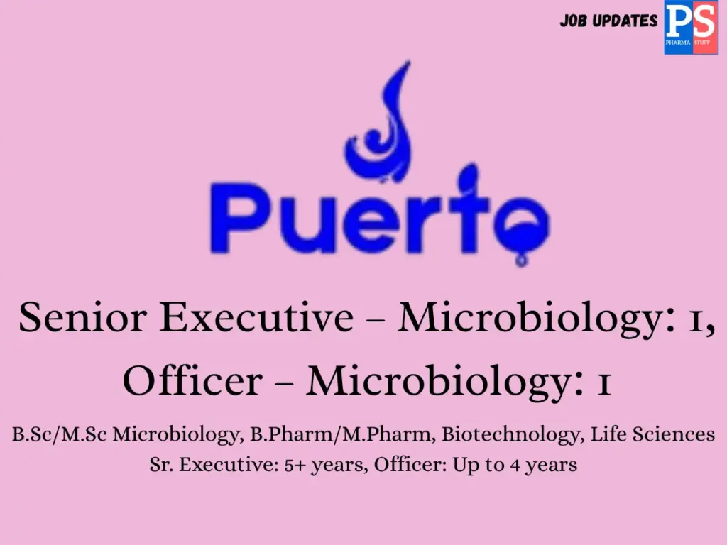 Puerto Life Sciences Hiring Sr. Executive & Officer 1 Puerto Life Sciences Hiring Sr. Executive & Officer