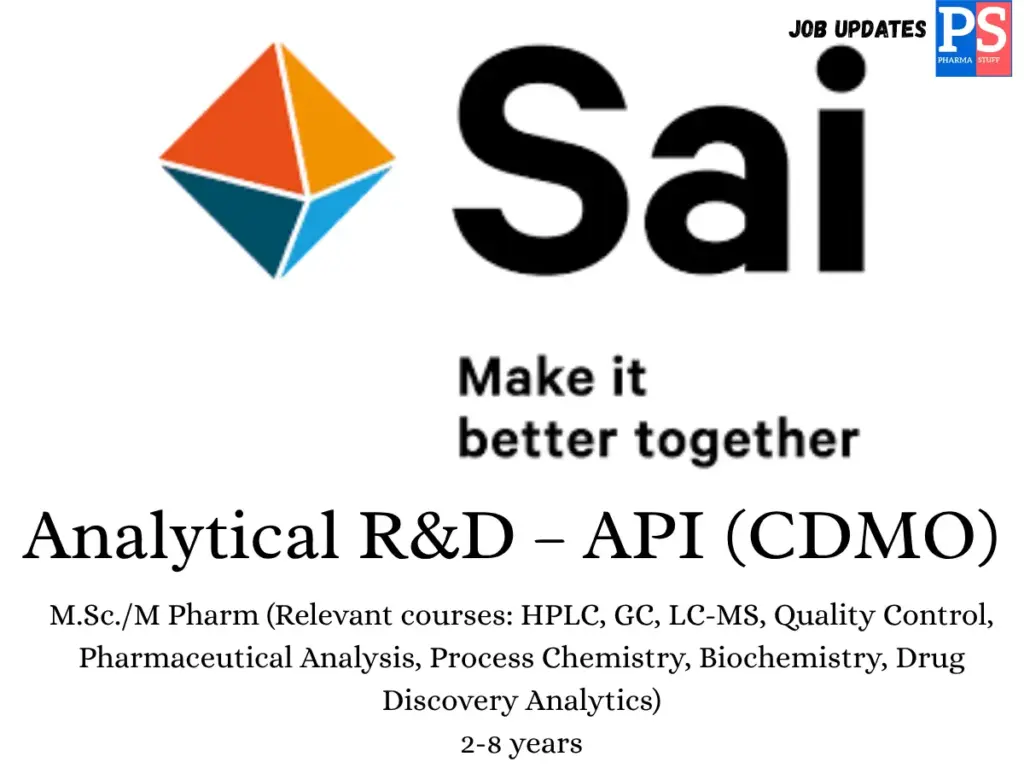 Sai Life Sciences Walk-In Analytical R&D (API)