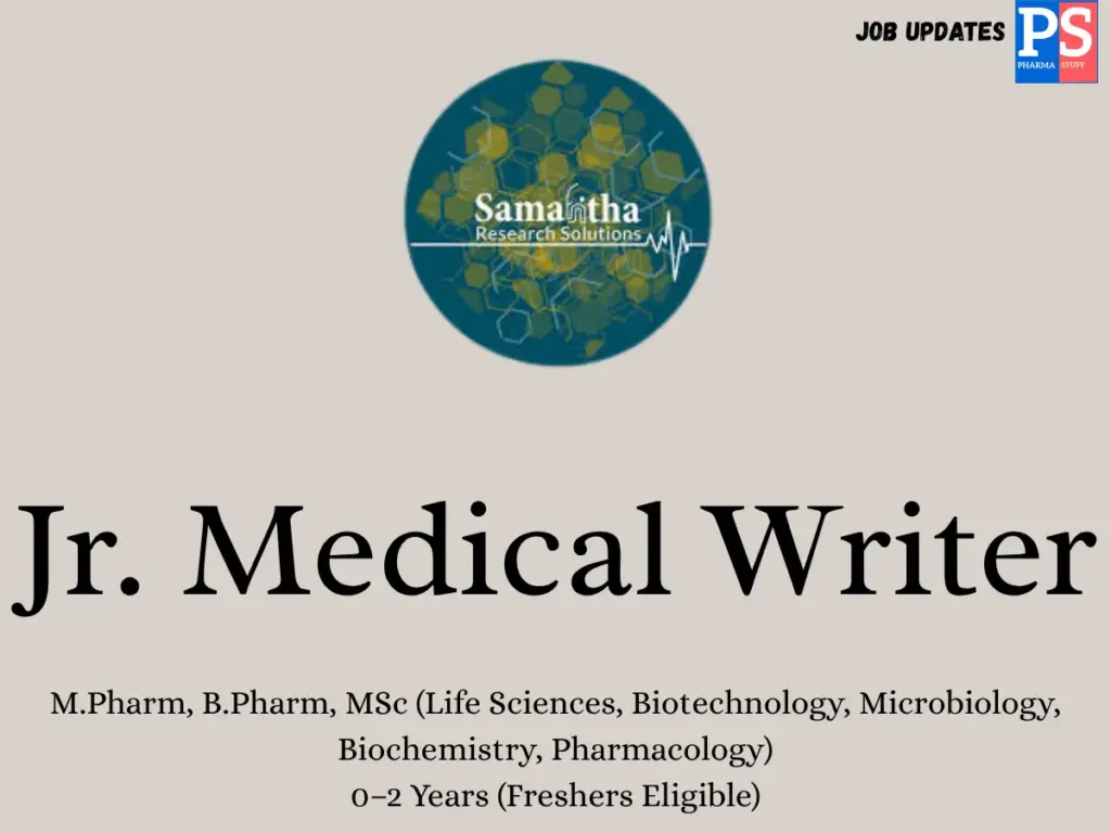 Samahitha Research Solutions Hiring Jr. Medical Writer