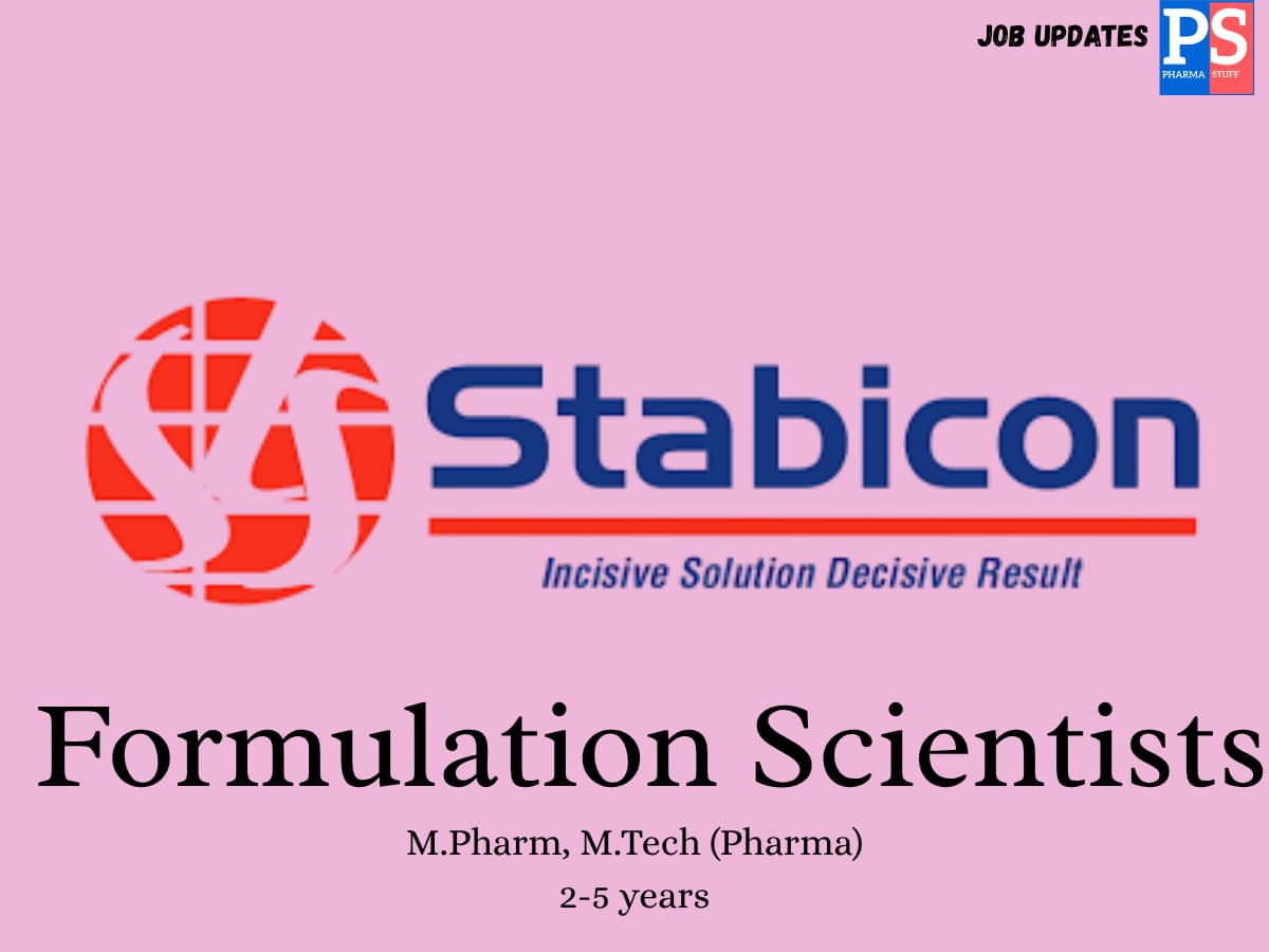 Stabicon Hiring Formulation Scientist 1