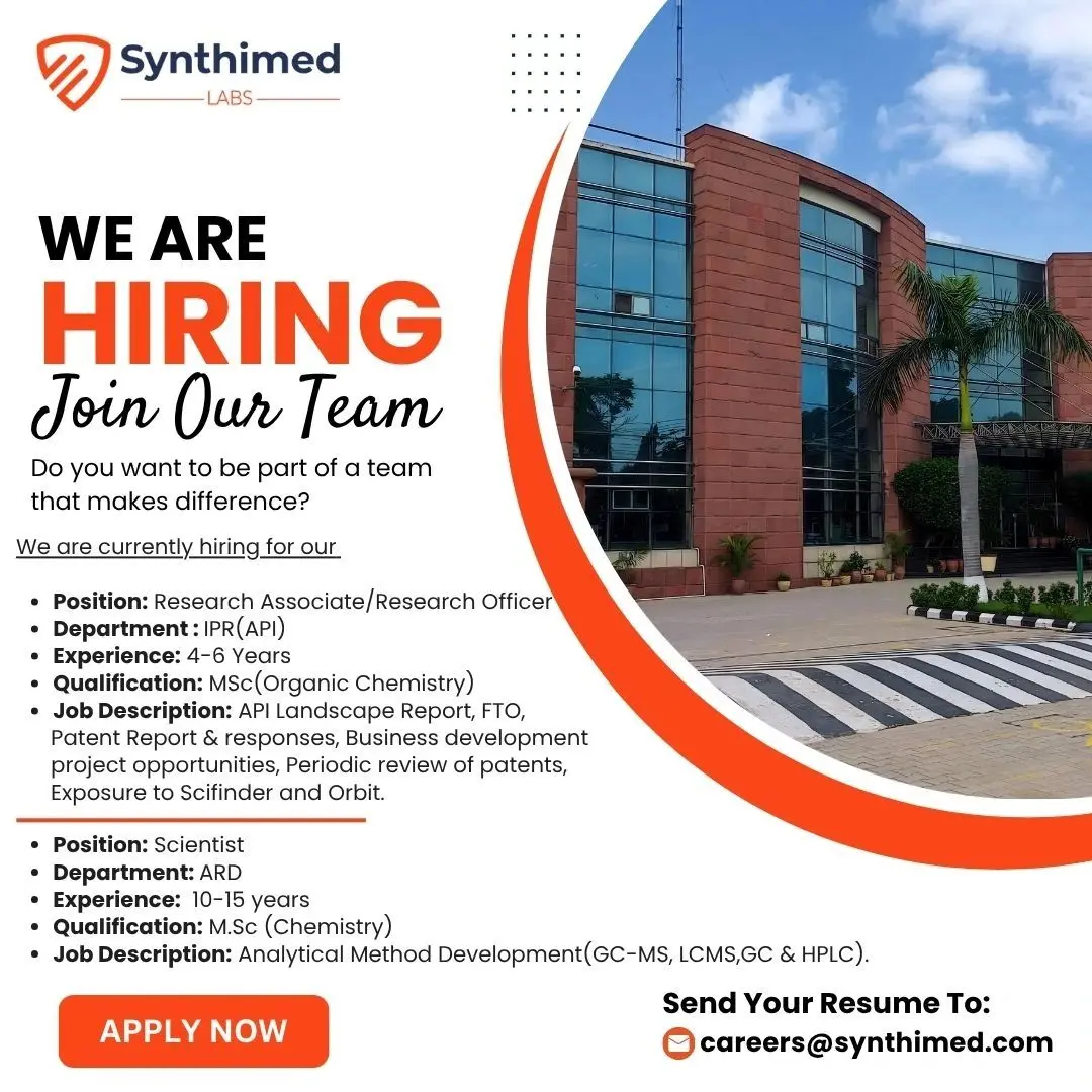 Synthimed Hiring Research & Scientist 3 Synthimed Hiring Research & Scientist