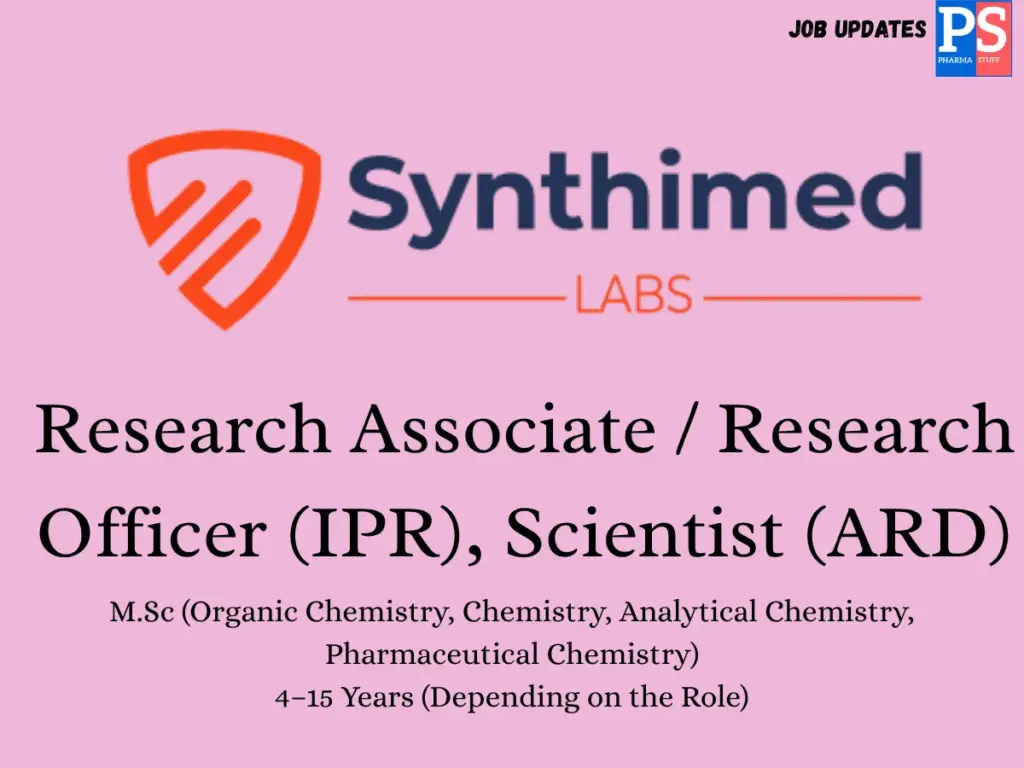 Synthimed Hiring Research & Scientist 1 Synthimed Hiring Research & Scientist