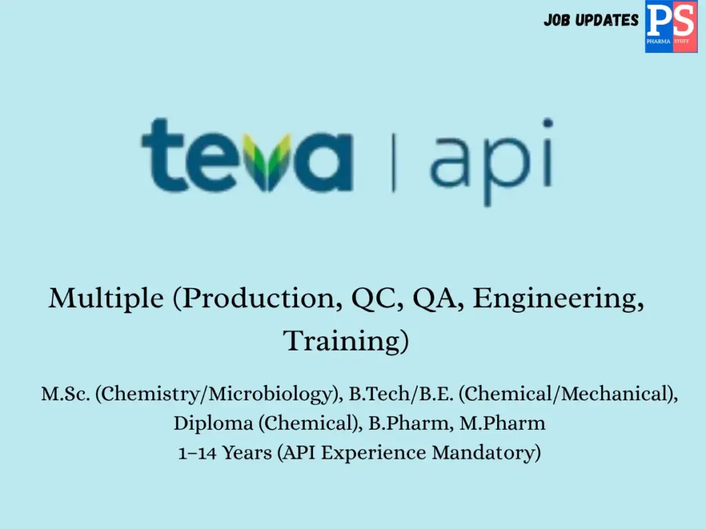 TAPI Walk-In API Production, QC, QA & Engineering 1 TAPI Walk-In API Production, QC, QA & Engineering