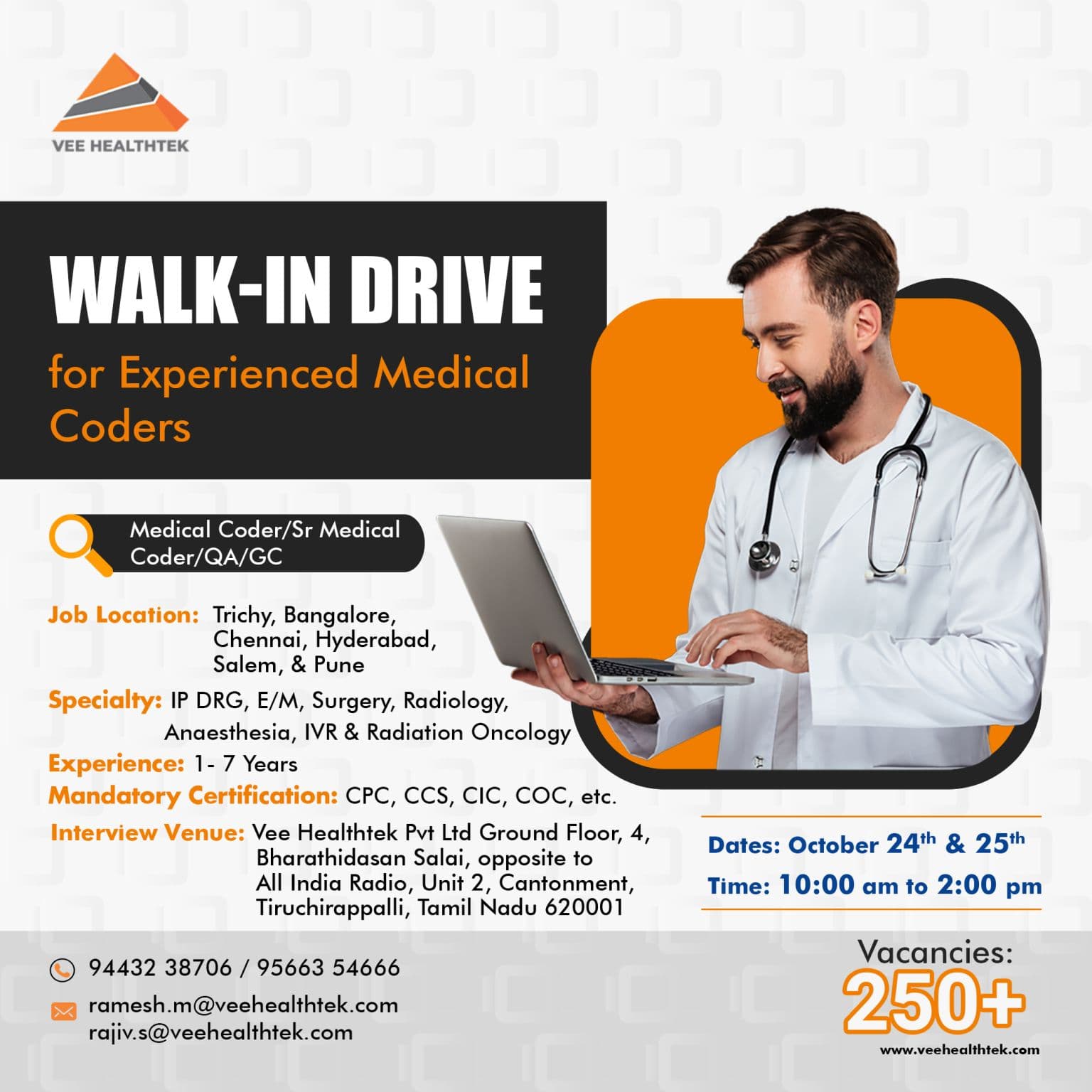Vee Healthtek Walk-In Medical Coders 3 Vee Healthtek Walk-In Medical Coders