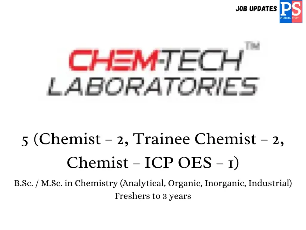 candidates Walk-in Chemist,Trainee Chemist, Chemist 1 candidates Walk-in Chemist,Trainee Chemist, Chemist