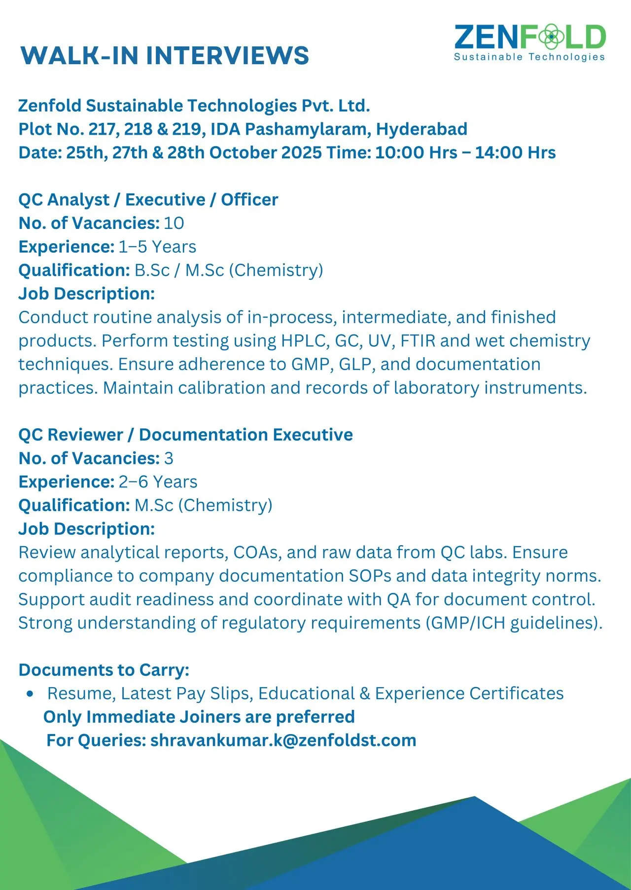 zenfold Walk-in QC Analyst, Executive, Officer,Reviewer 3 zenfold Hiring QC Analyst, Executive, Officer,Reviewer (1)