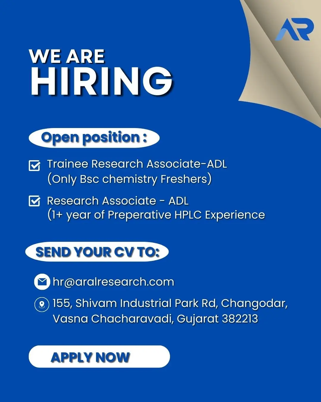 ARAL Research Hiring Trainee & ADL Associate 3 ARAL Research Hiring Trainee & ADL Associate