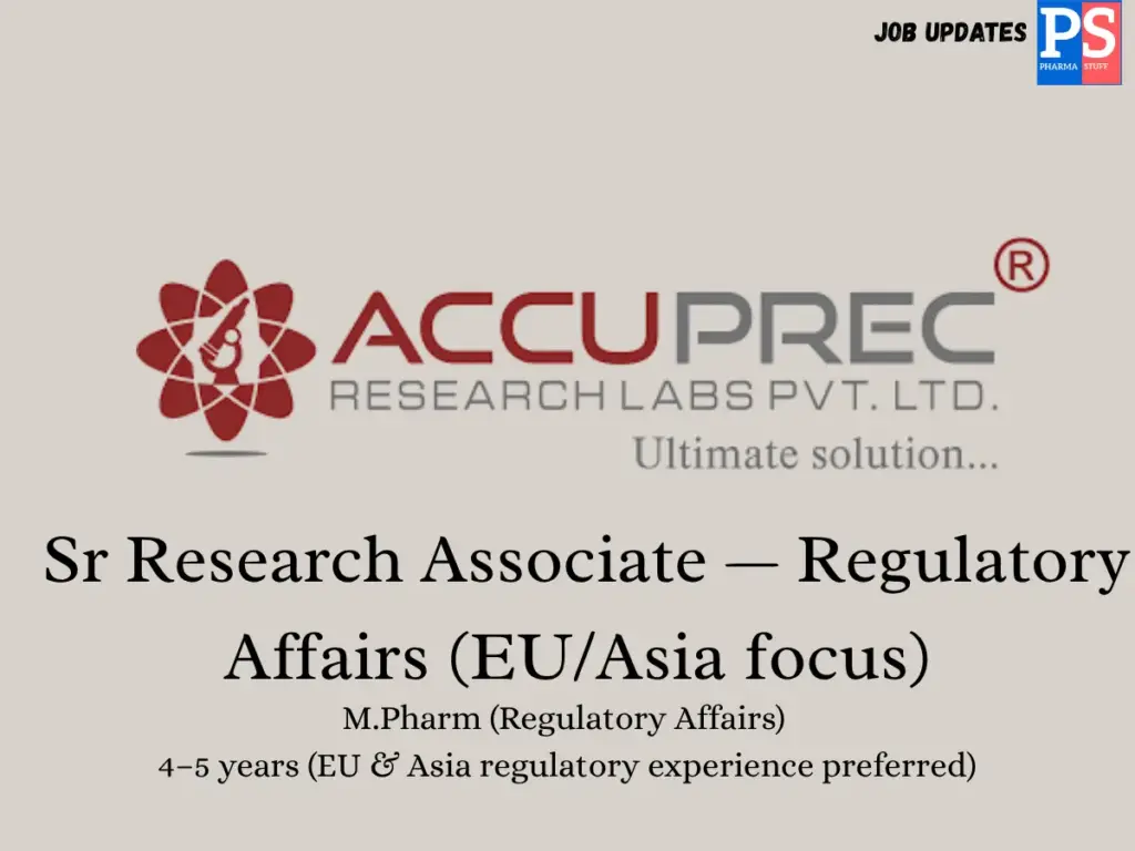 Accuprec Research Hiring Sr Research Associate (Regulatory)