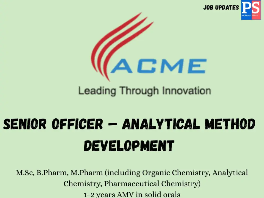 Acme Group Hiring Senior Officer AM Development