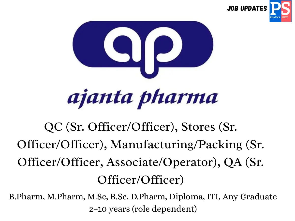 Ajanta Pharma Walk In QC QA Manufacturing Stores