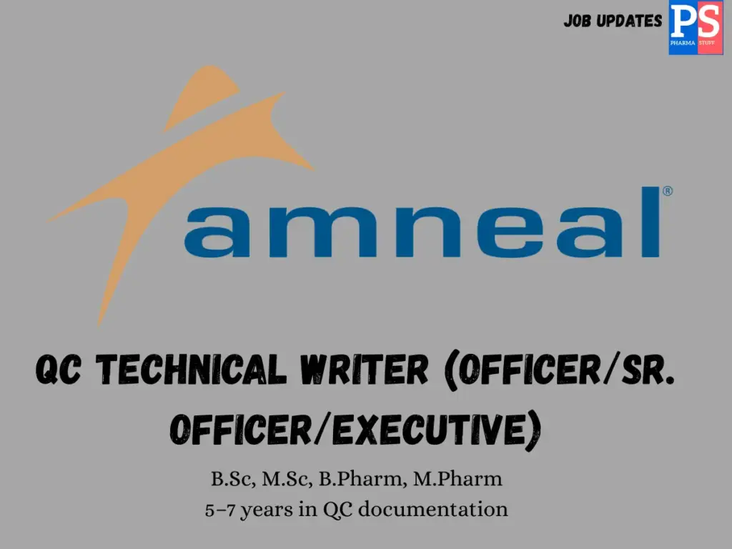 Amneal Hiring QC Technical Writer