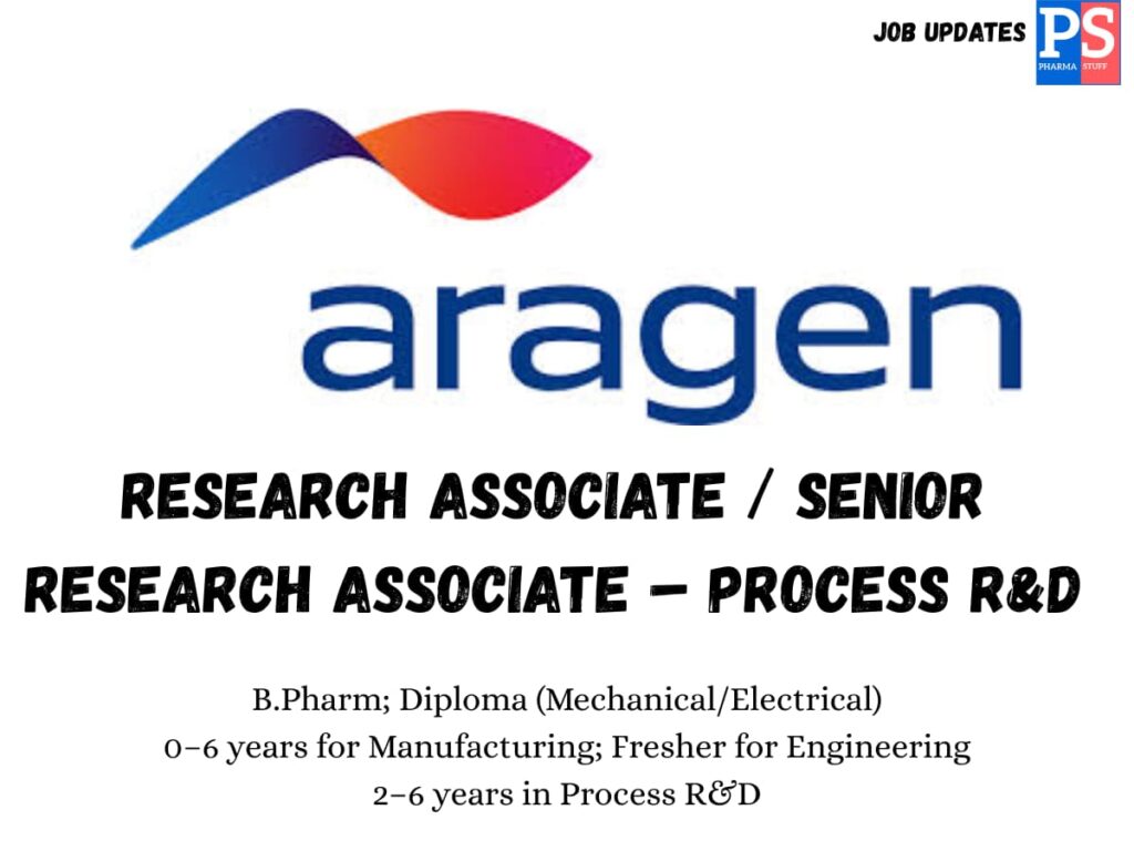 Aragen walk-in Research Associate / Senior Research Associate – Process R&D