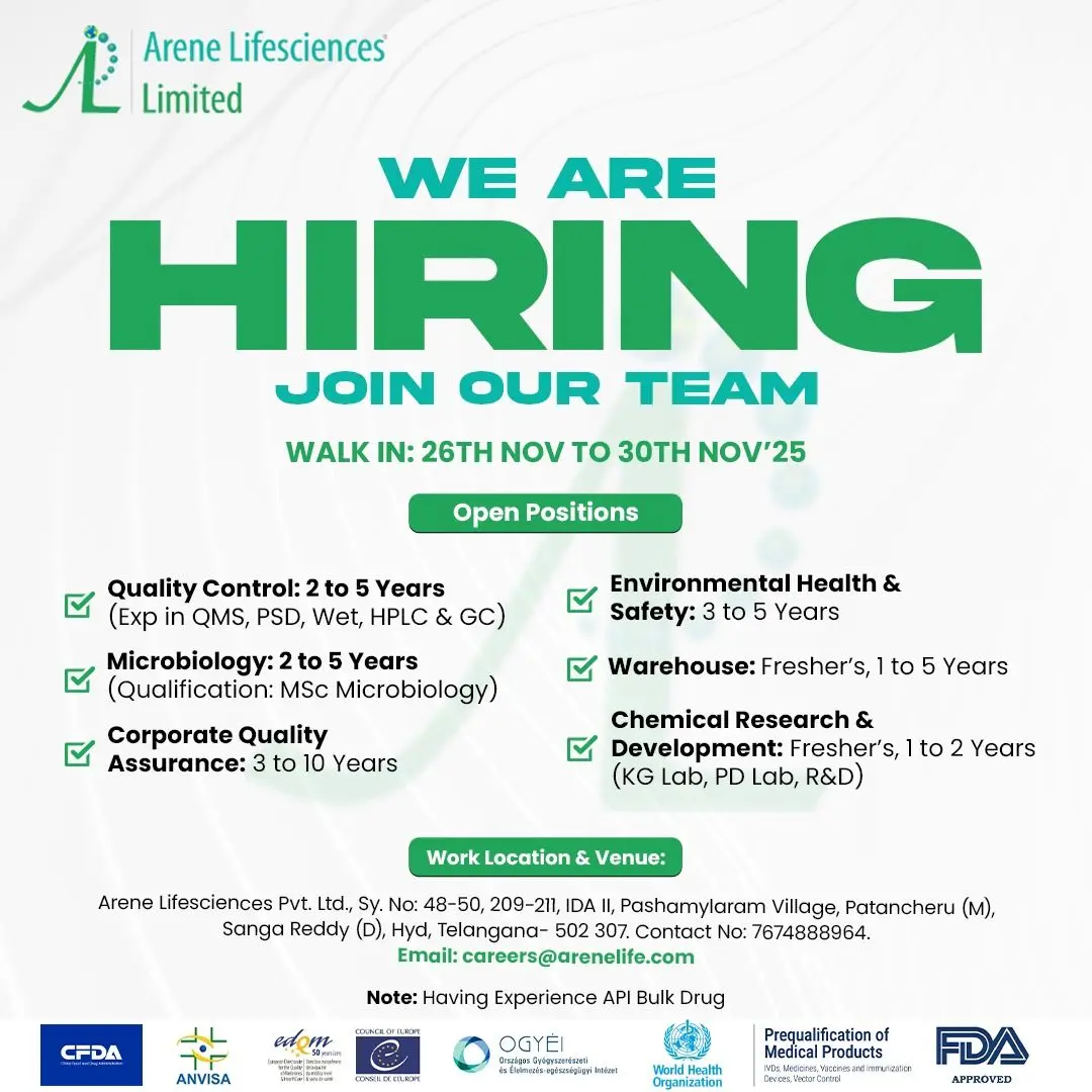 Arene Lifesciences Walk-in QC, QA, Microbiology & R&D 3 Arene Lifesciences Walk-in QC, QA, Microbiology & R&D