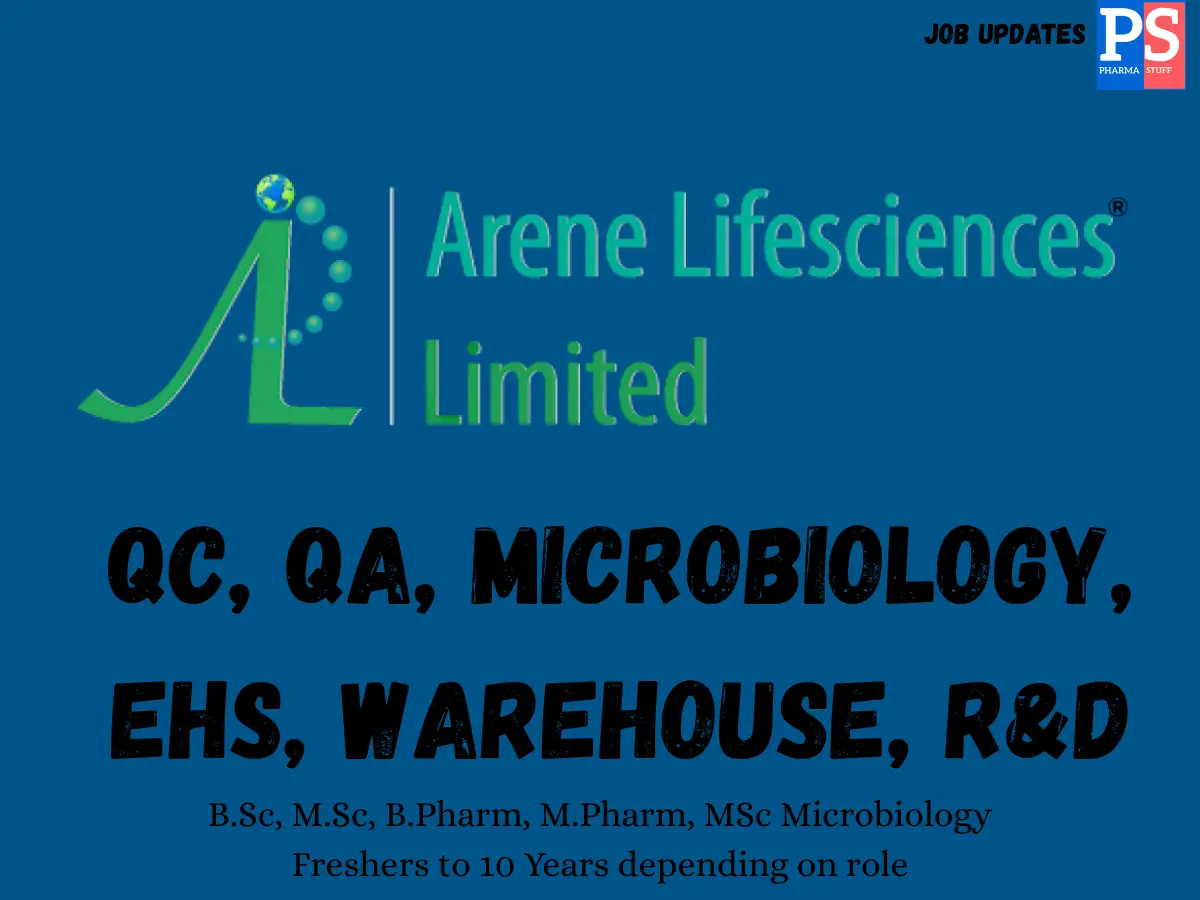 Arene Lifesciences Walk in QC QA Microbiology RD