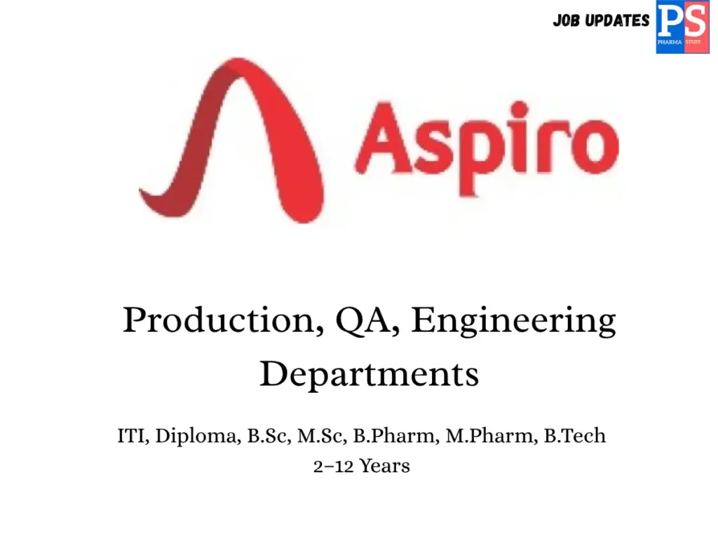 Aspiro Pharma Walk-in Production, QA & Engineering