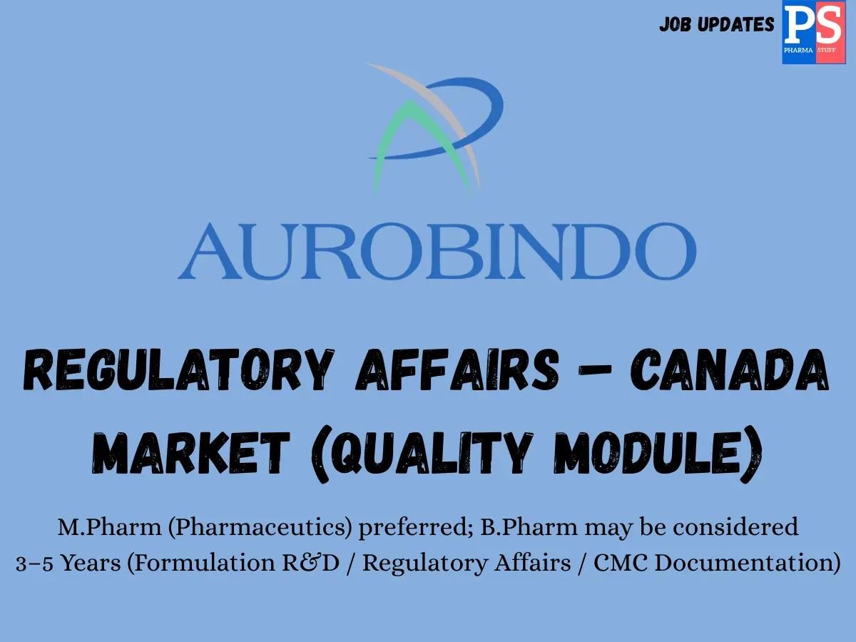 Aurobindo Hiring Regulatory Affairs