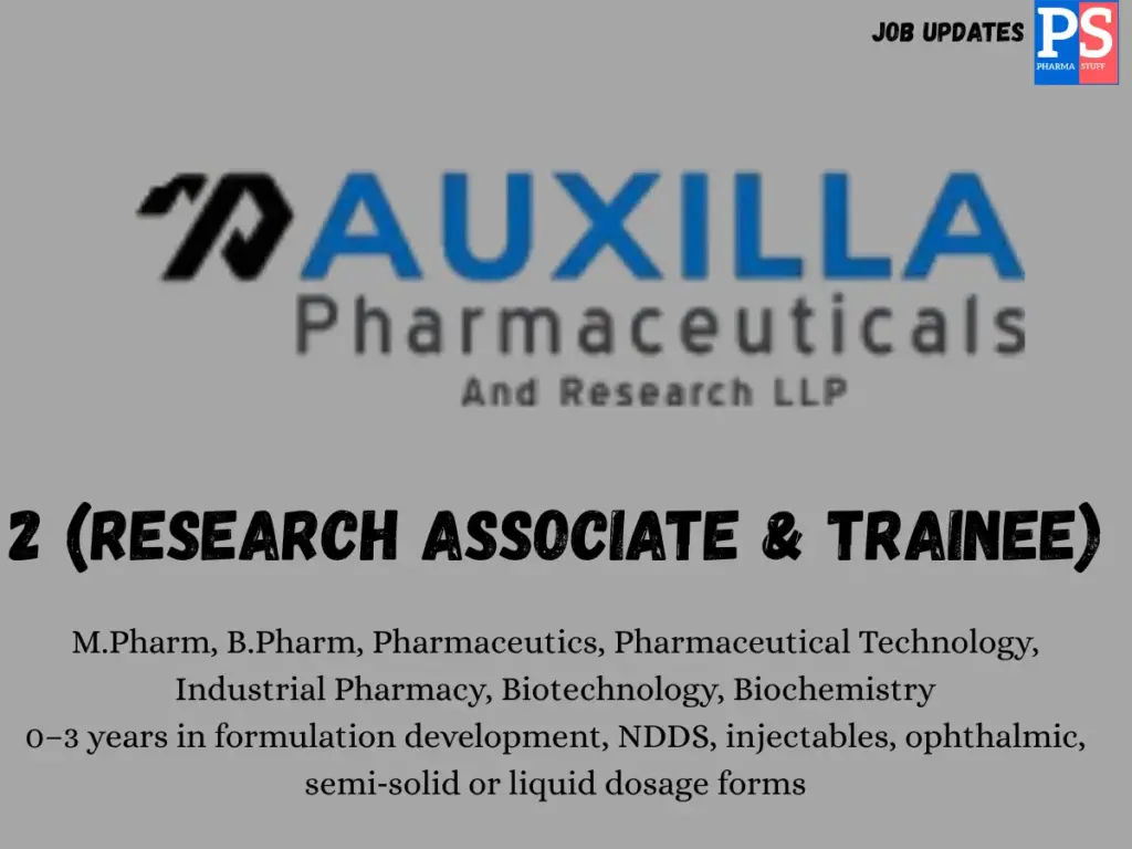 Auxilla Pharmaceuticals Hiring Research Associate