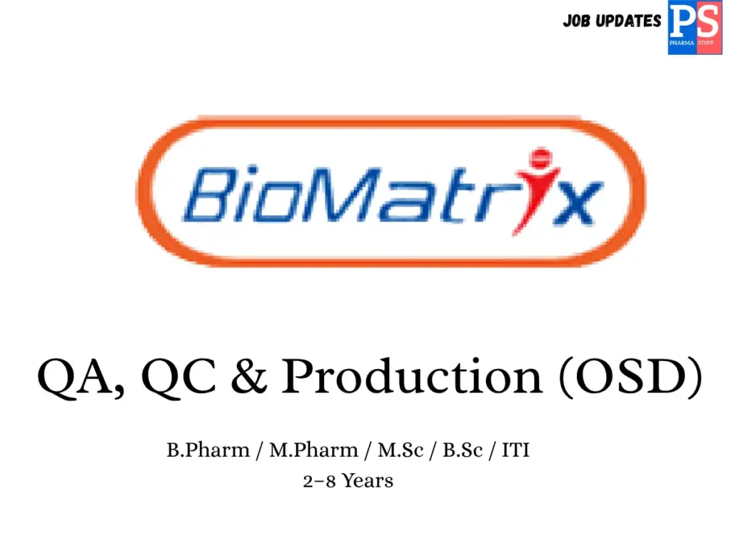 BioMatrix Walk-in QA, QC & Production (OSD)