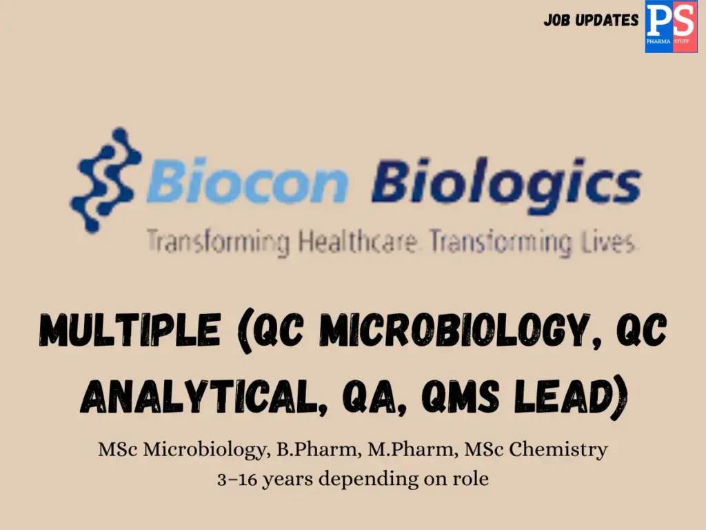Biocon Walk-in QC & QA